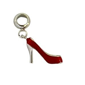 Silver Stiletto Red High Heel Dangle Charm